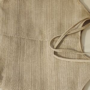 Street Level Cream Shoulder Tote with Gold Logo Plate